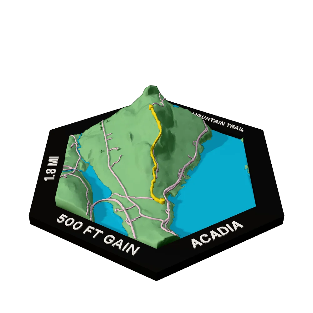 Acadia Regular hex with Gorham Mountain Trail raised on the terrain