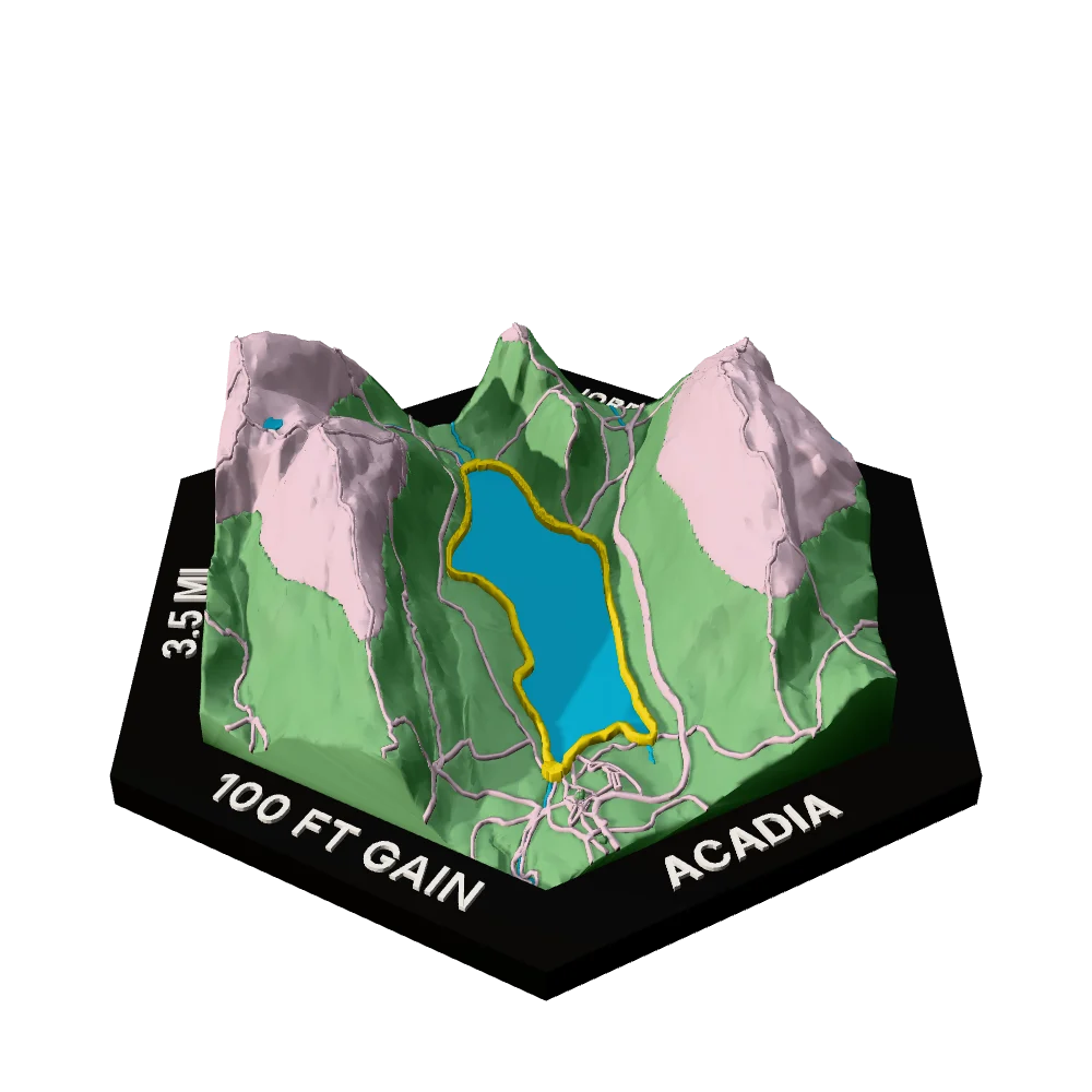 Acadia Regular hex with Jordan Pond Path raised on the terrain
