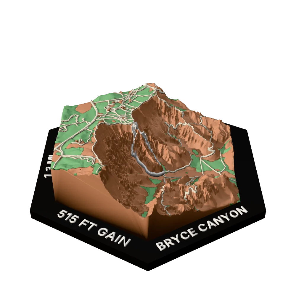 Bryce Canyon Regular hex with Navajo Loop Trail raised on the terrain