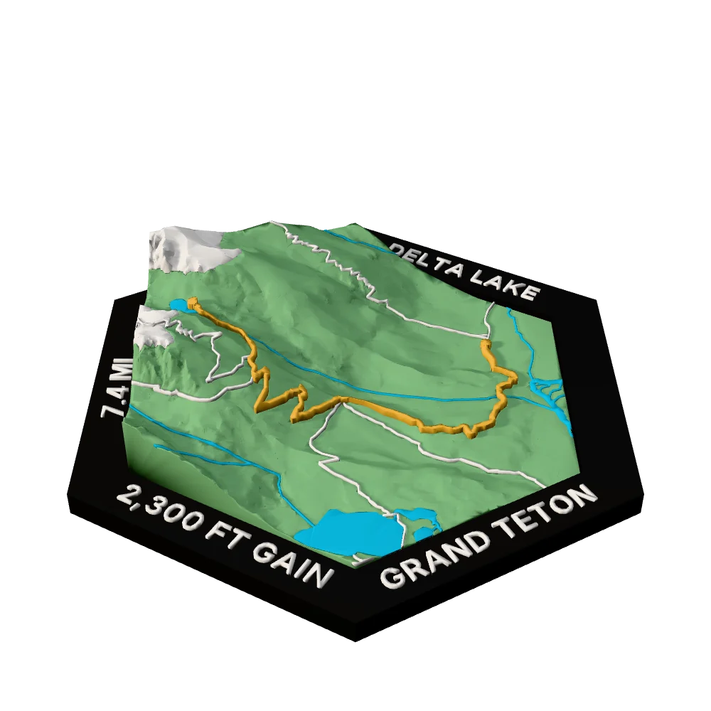 Grand Teton Regular hex with Delta Lake raised on the terrain