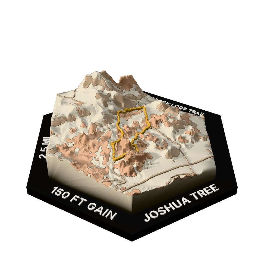 Joshua Tree Regular hex with Split Rock Loop Trail raised on the terrain