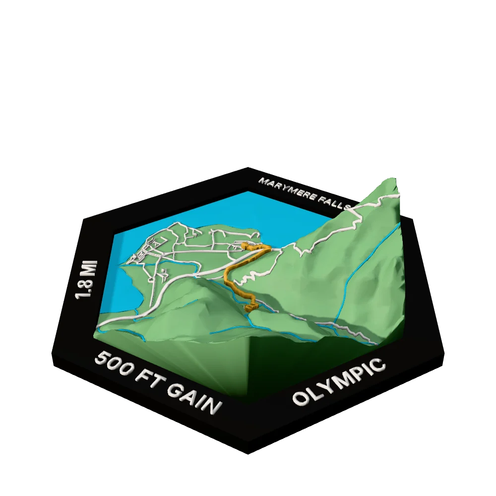 Olympic Regular hex with Marymere Falls Trail raised on the terrain