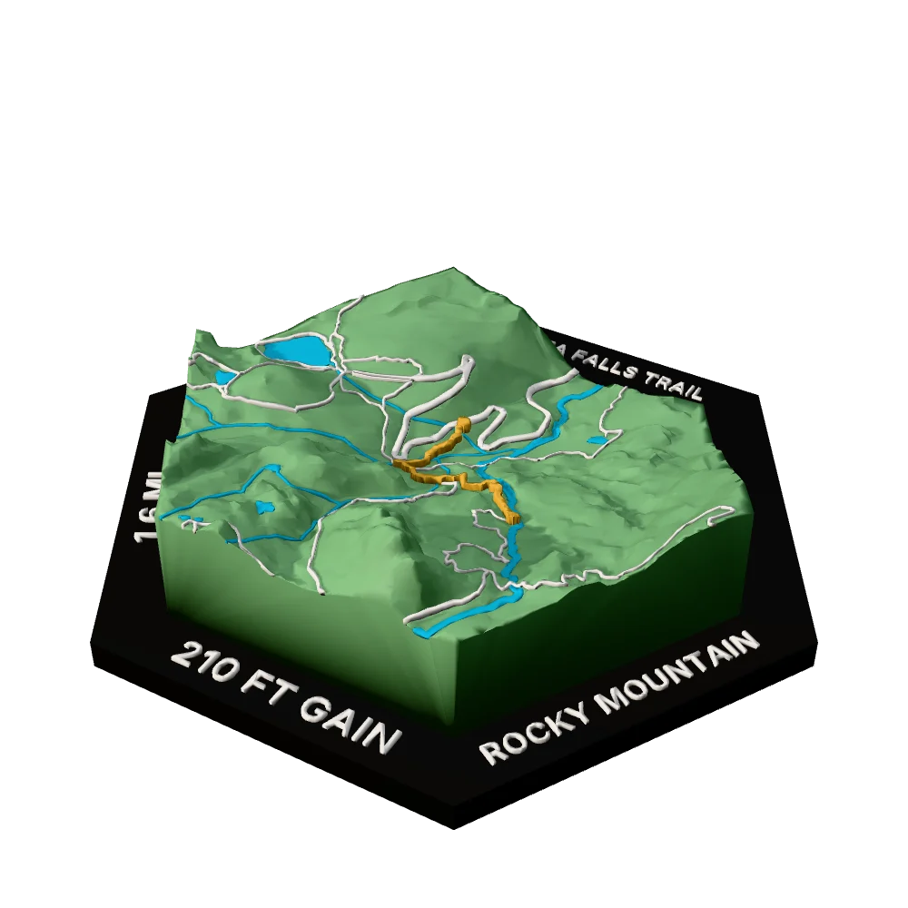 Rocky Mountain Regular hex with Alberta Falls Trail raised on the terrain