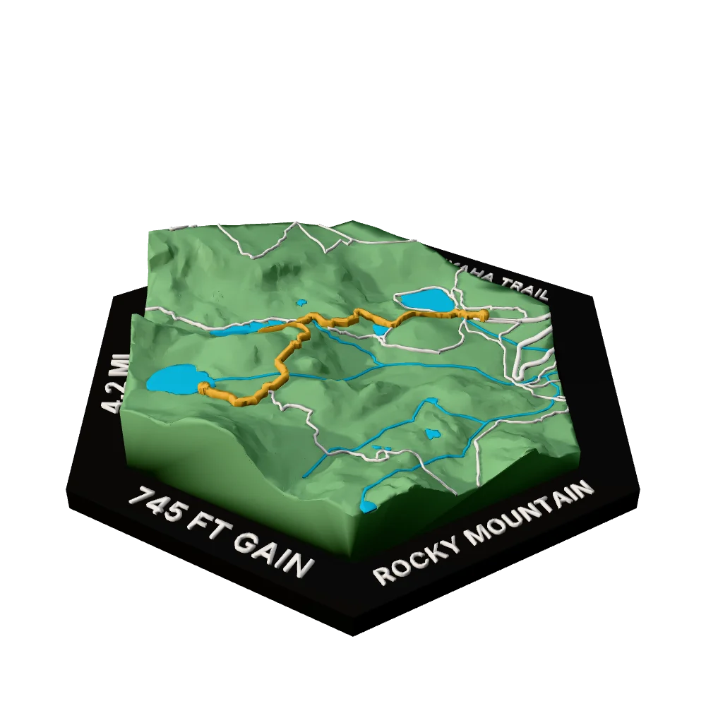 Rocky Mountain Regular hex with Lake Haiyaha Trail raised on the terrain