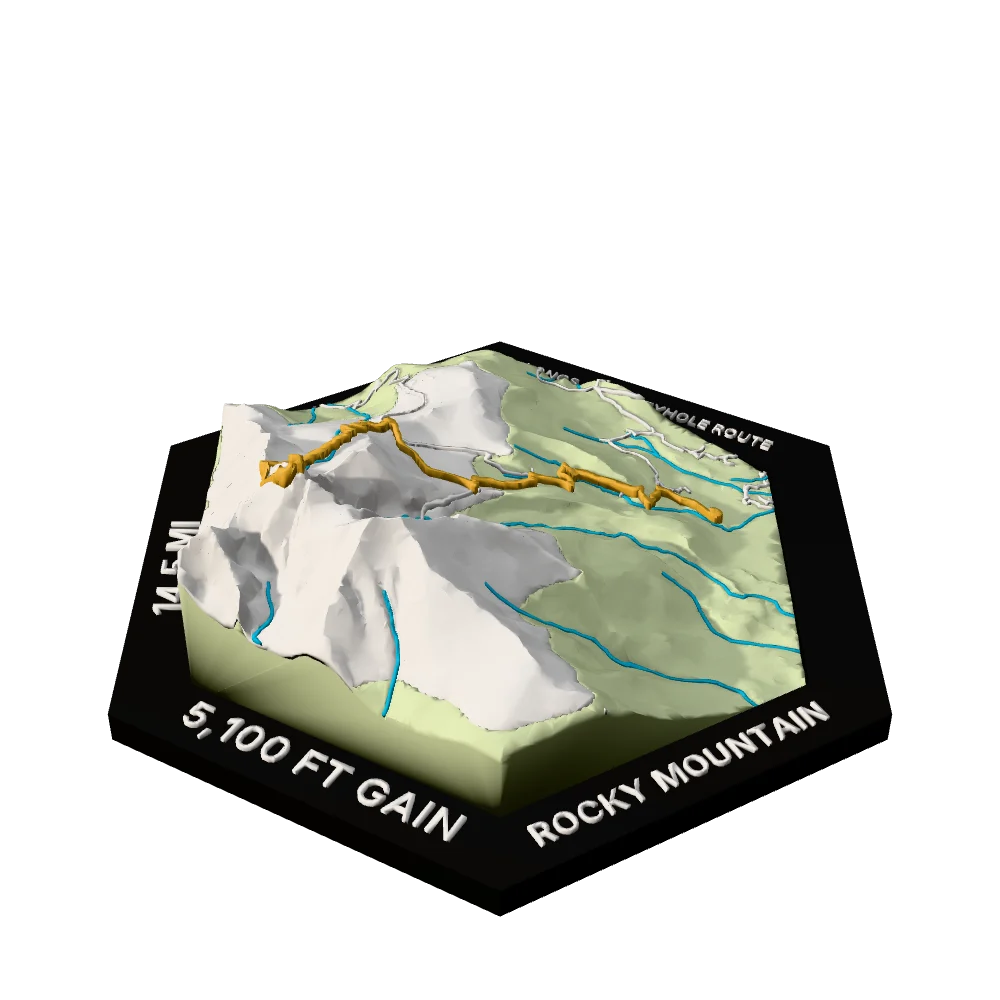 Rocky Mountain Regular hex with Longs Peak Keyhole Route raised on the terrain