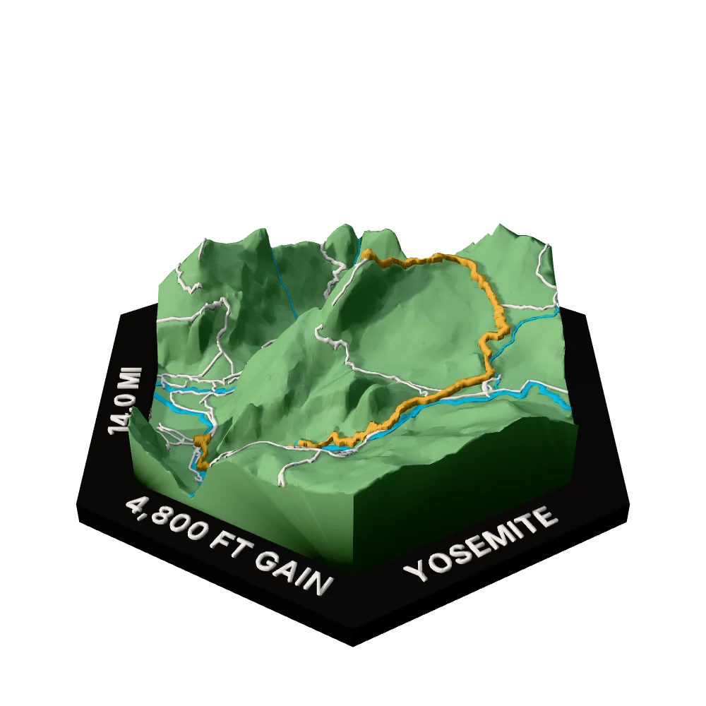 Yosemite Regular hex with Half Dome Trail raised on the terrain