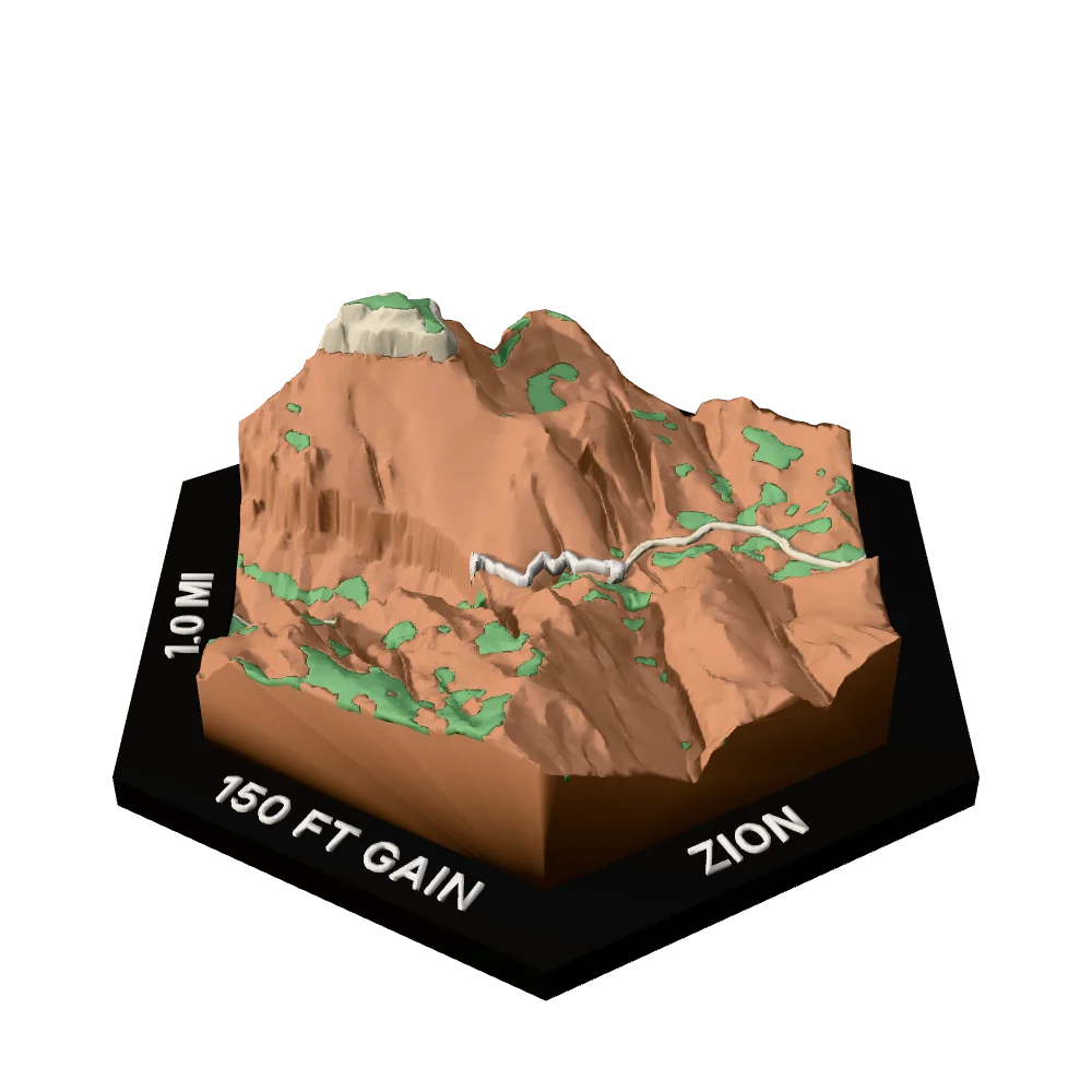 Zion Regular hex with Canyon Overlook Trail raised on the terrain
