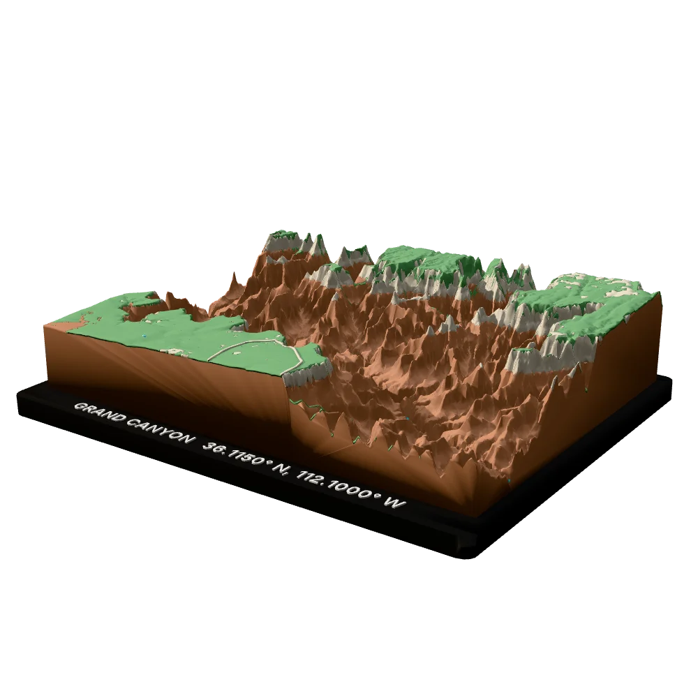 Grand Canyon National Park statement block, side view showing the relief