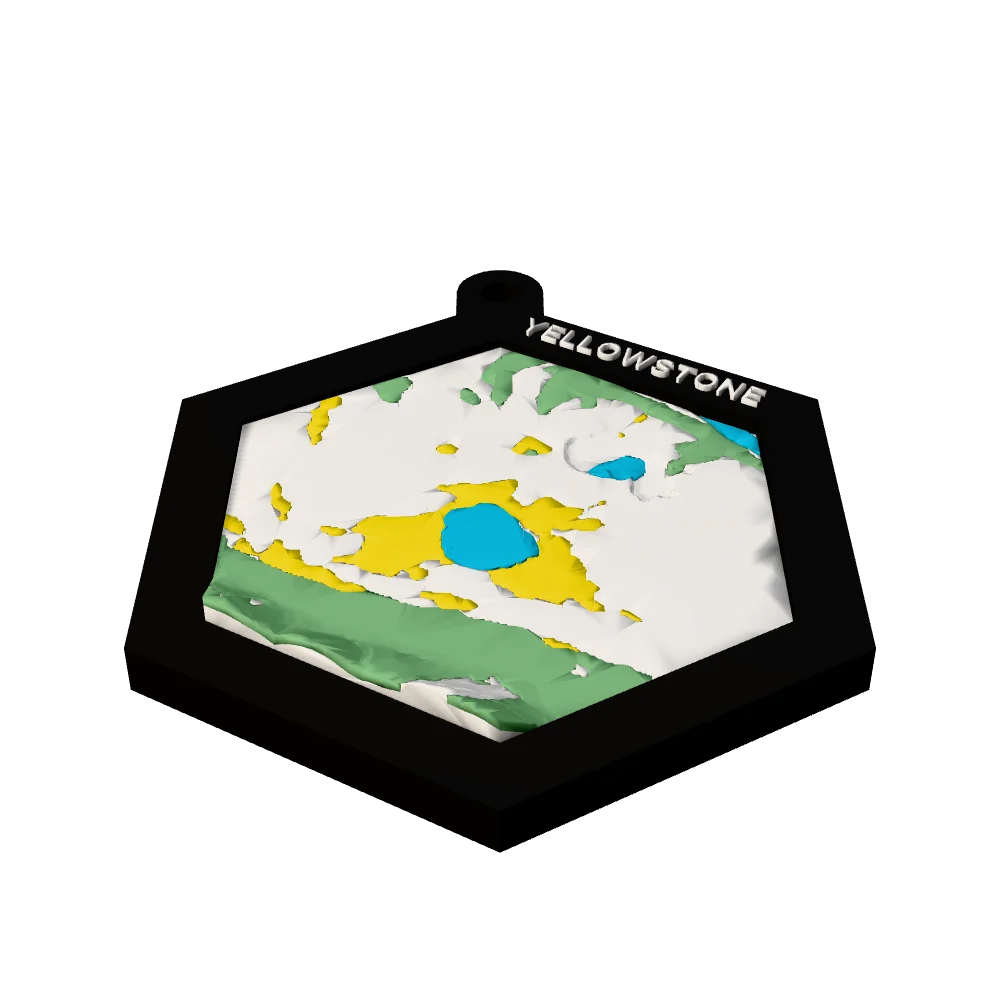 Yellowstone ornament of Grand Prismatic Spring, its blue pool ringed in yellow
