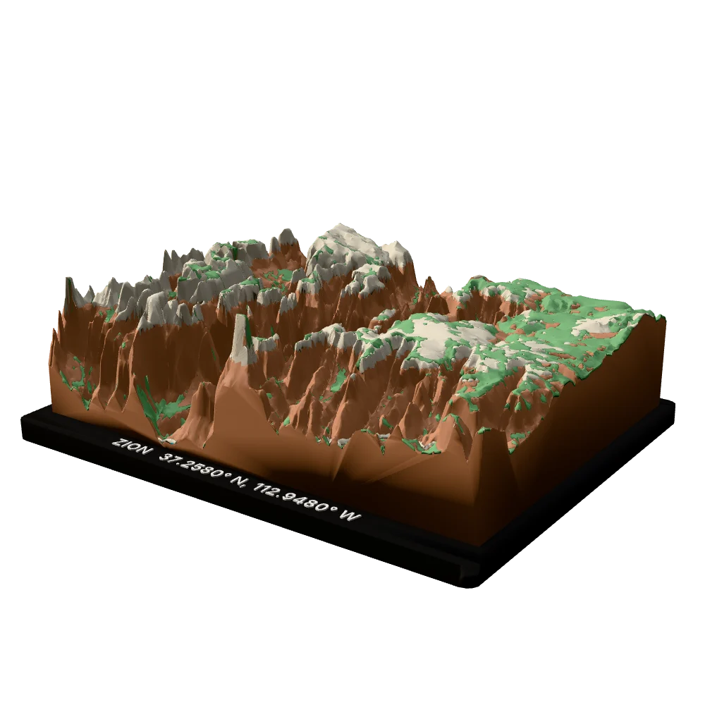 Zion National Park statement block, side view showing the relief